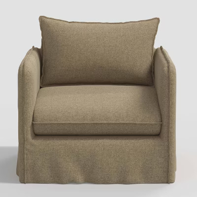 Berea Slouchy Lounge Chair with French Seams Zuma Linen - Threshold™: Upholstered Pine Frame, N... | Target