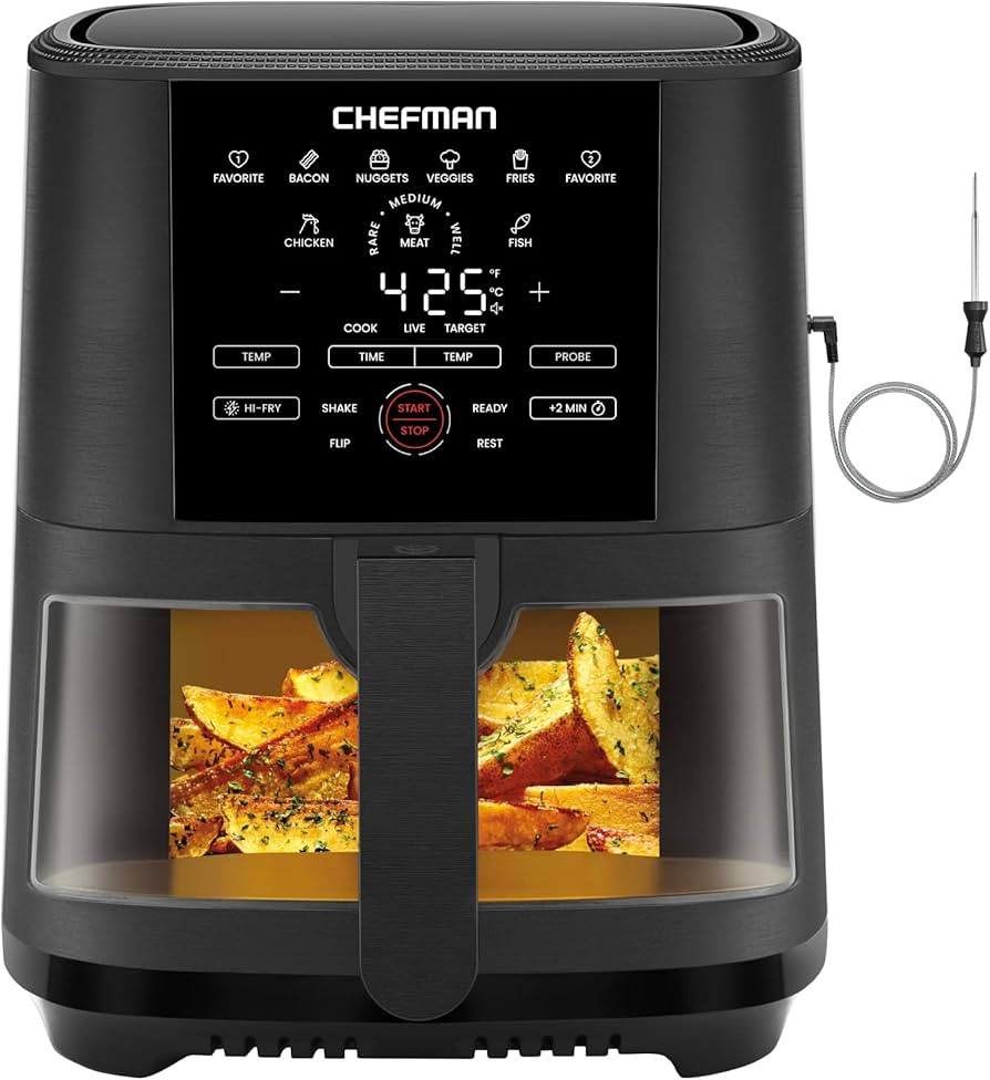 CHEFMAN 5-Quart Digital Air Fryer with Temperature Probe, 8 Customizable Cooking Presets, Large E... | Amazon (US)