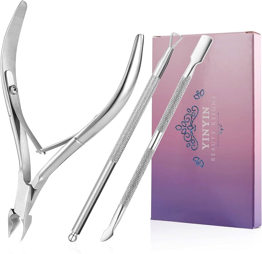 Cuticle Trimmer with Cuticle Pusher -YINYIN Cuticle Remover Cuticle Nippers Professional Stainles... | Amazon (US)