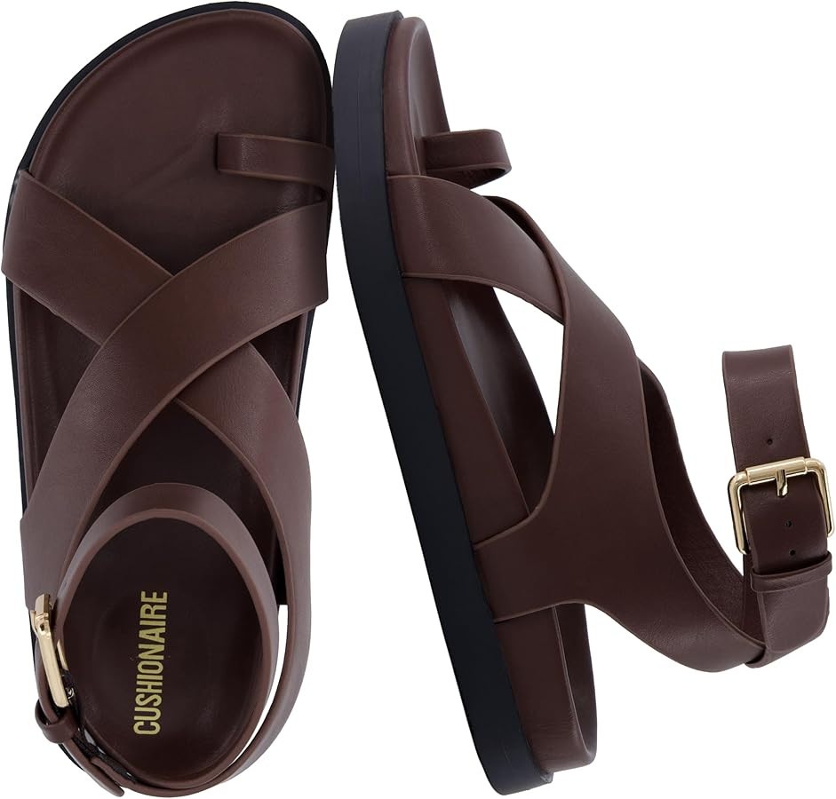 CUSHIONAIRE Entry Womens Ankle Wrap Molded Footbed Sandal with Adjustable Strap | Non-Slip Outsol... | Amazon (US)