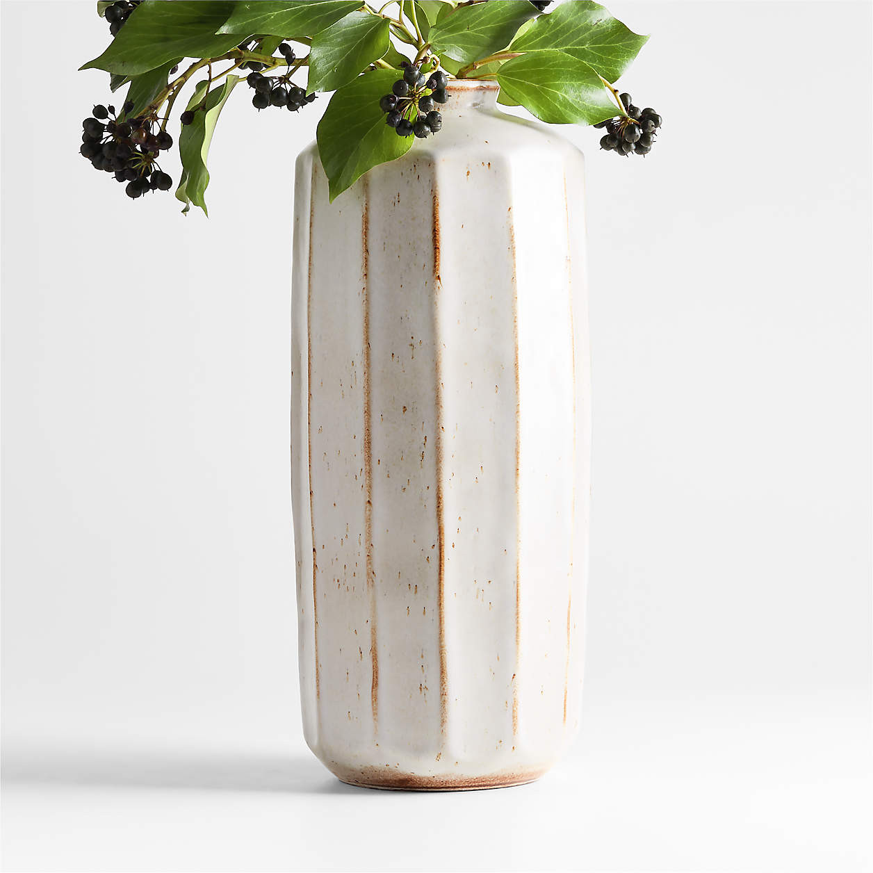 Nikko Medium Bottle Off White Ceramic Vase 17" + Reviews | Crate & Barrel | Crate & Barrel