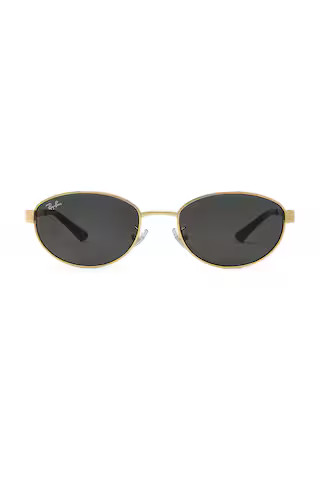 Oval Sunglasses in Black & Gold | Revolve Clothing (Global)