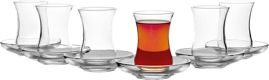 Pasabahce Premium Turkish Tea Cups and Saucers, Set of 12, Perfect for Tea Party, Gifts, Housewar... | Amazon (US)