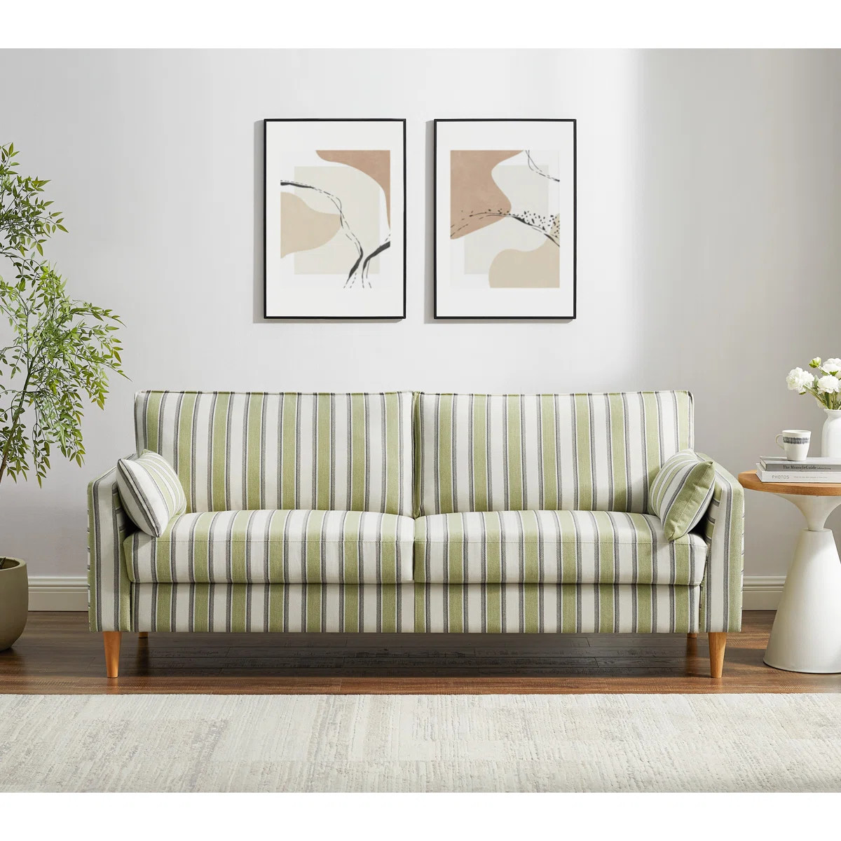 80.71'' Striped Fabric Upholstered Sofa | Wayfair North America