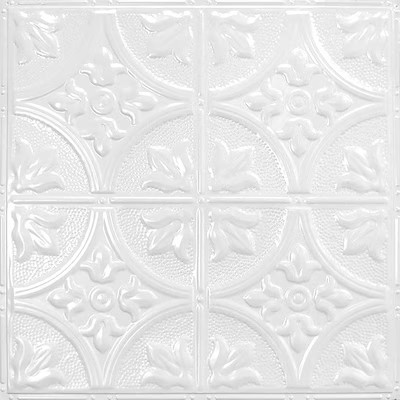 American Tin Ceilings  24-in x 24-in 5-Pack Bright White Satin Metal/Tin 15/16-in Surface-mount ... | Lowe's