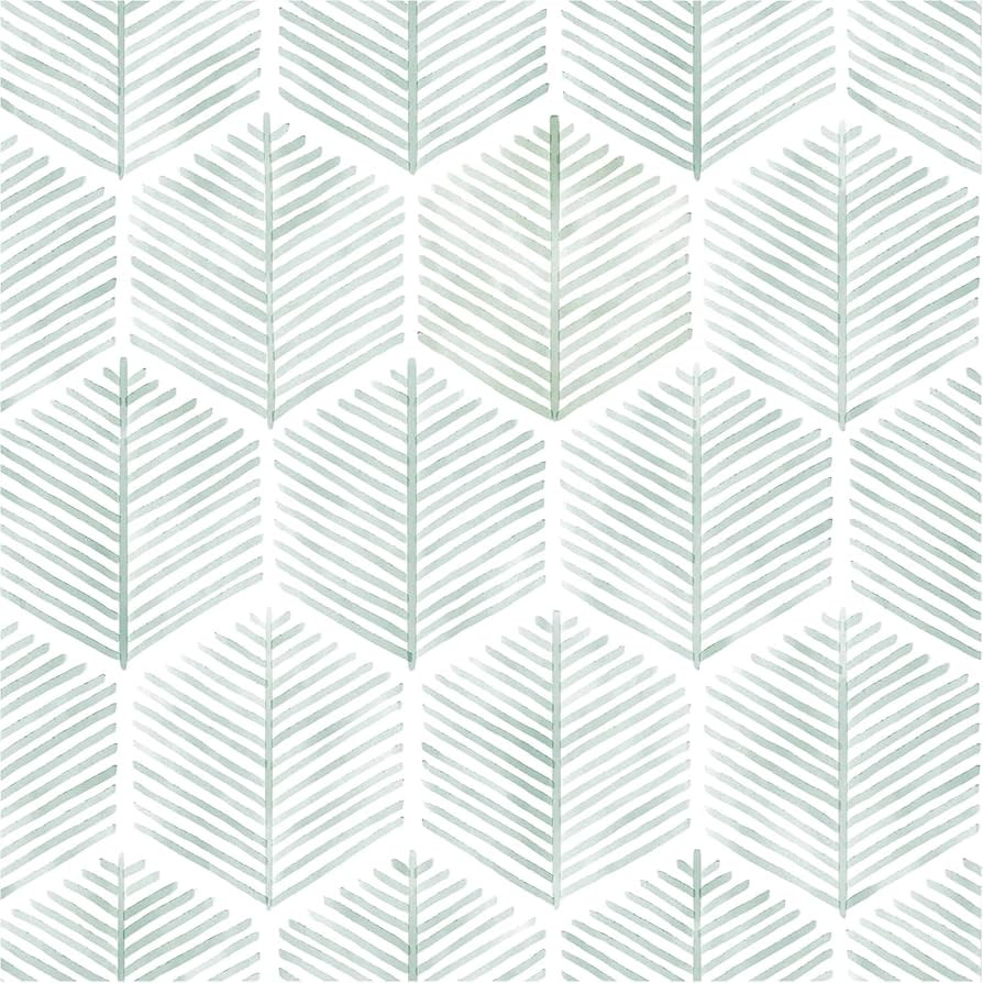 Modern Peel and Stick Wallpaper 17.3''×591'' Geometric Wallpaper Boho Contact Paper Green and Wh... | Amazon (US)