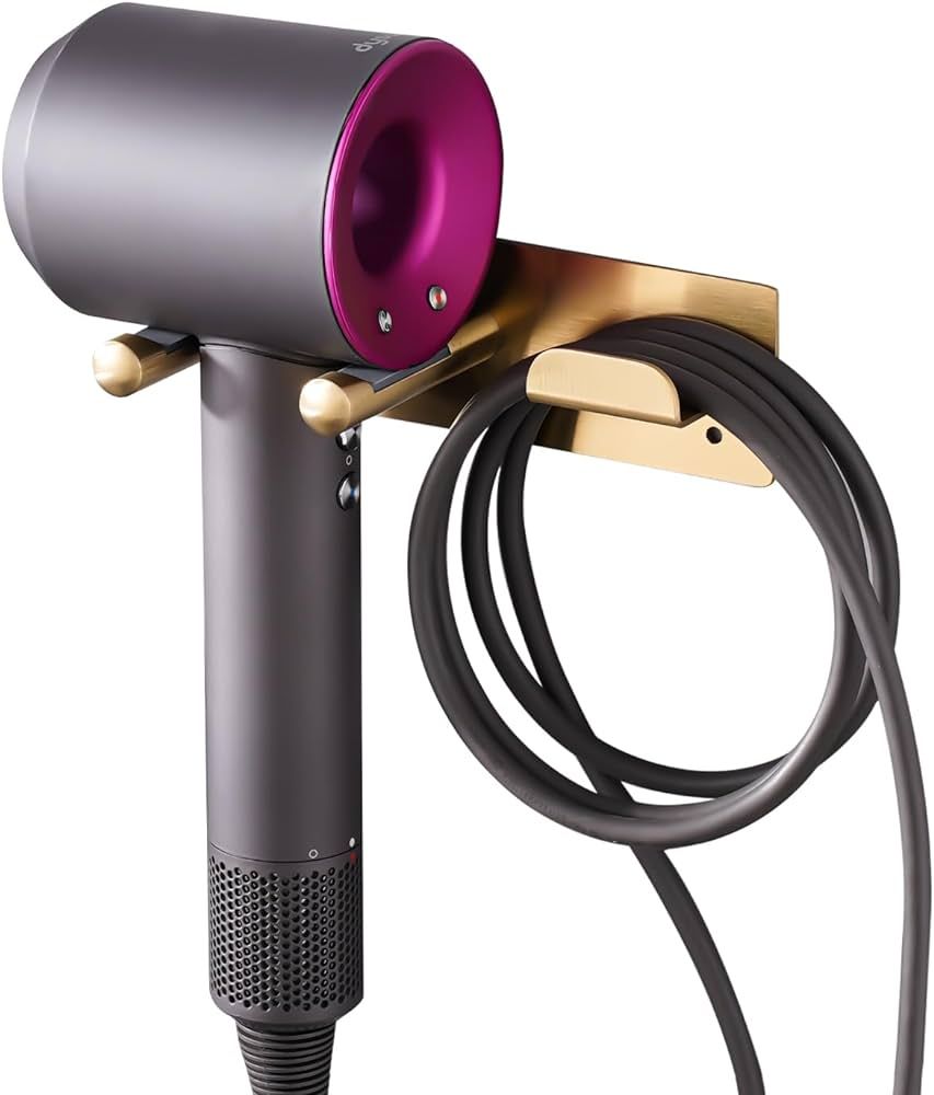 Self Adhesive Organizer Hair Dryer Holder Wall Mounted Compatible with Dyson Blow Dryer Gold Banj... | Amazon (US)