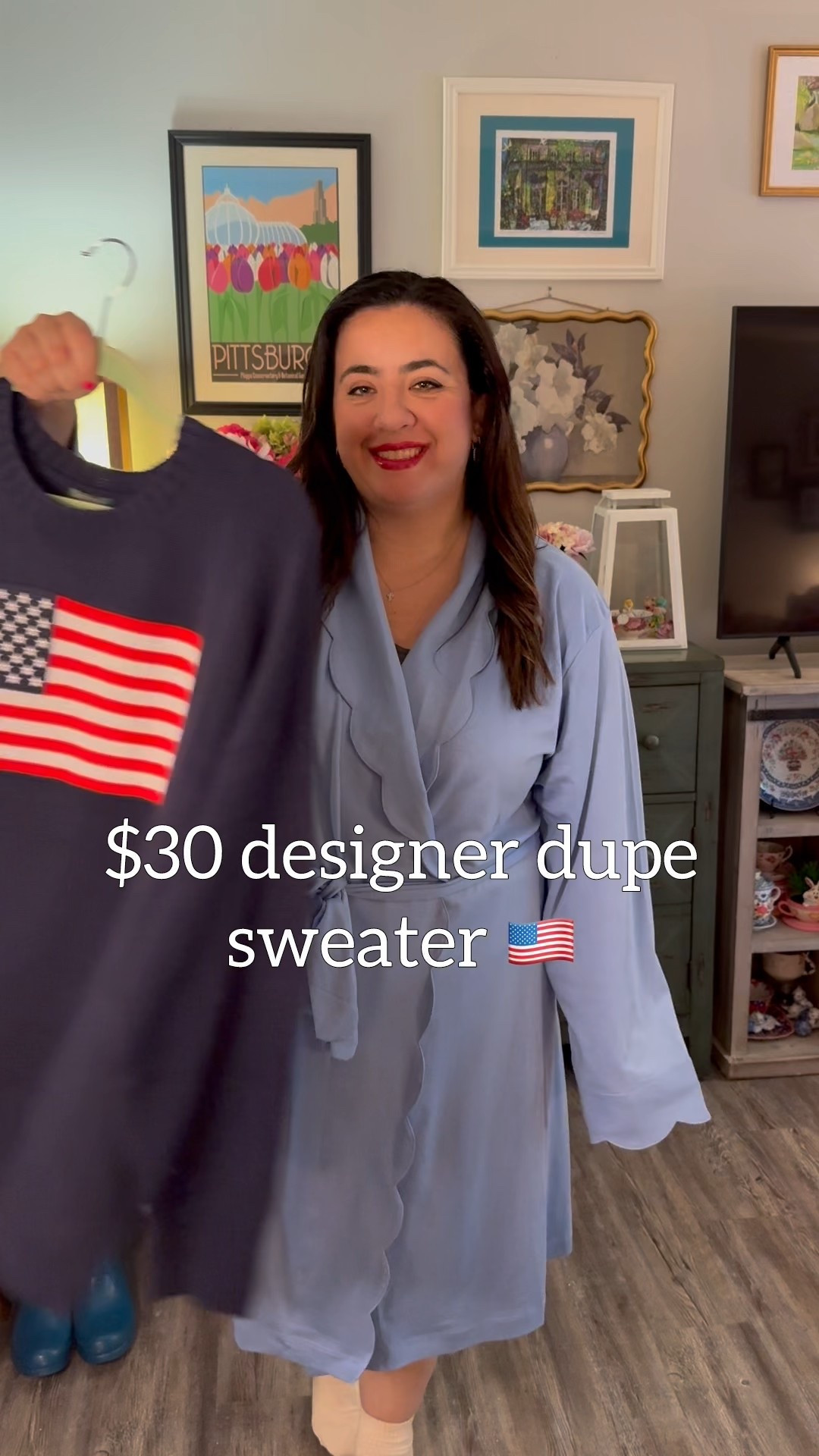 $30 Ralph Lauren dupe American Flag sweater 🇺🇸 patriotic outfit, MDW outfit, 4th of July outfit, red white and blue outfit 

#LTKMidsize #LTKFindsUnder50 #LTKSeasonal