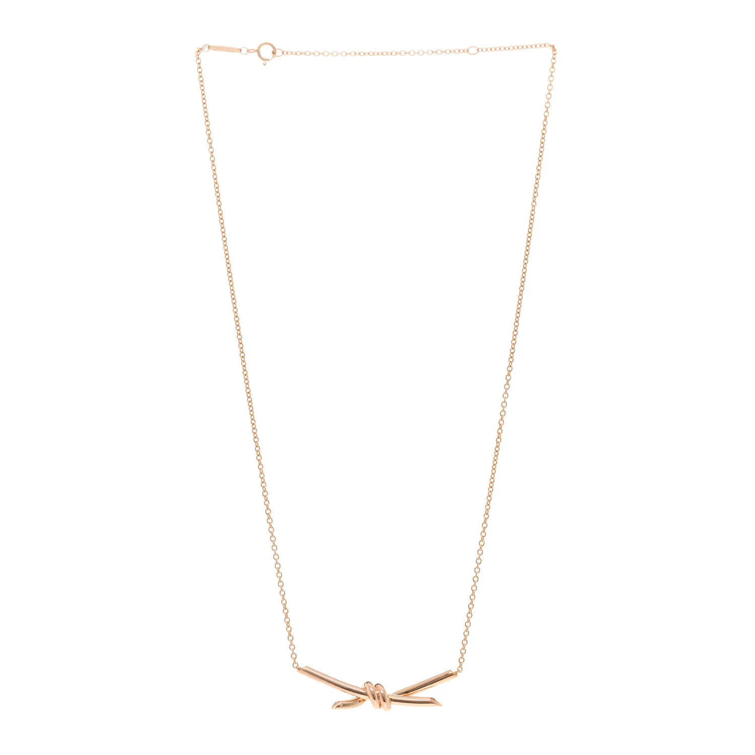 18K Rose Gold Knot Necklace | FASHIONPHILE (US)