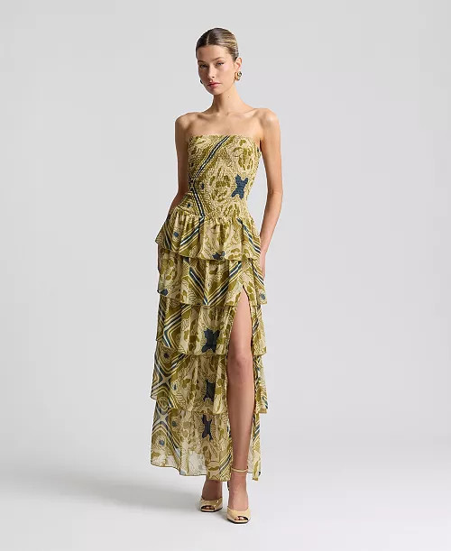 Women's Smocked-Bodice Strapless Maxi Dress | Macy's