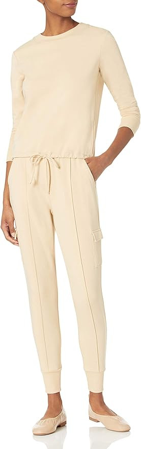 Daily Ritual Women's Terry Cotton and Modal Relaxed-Fit Cropped Long-Sleeve Sweatshirt and Jogger... | Amazon (US)