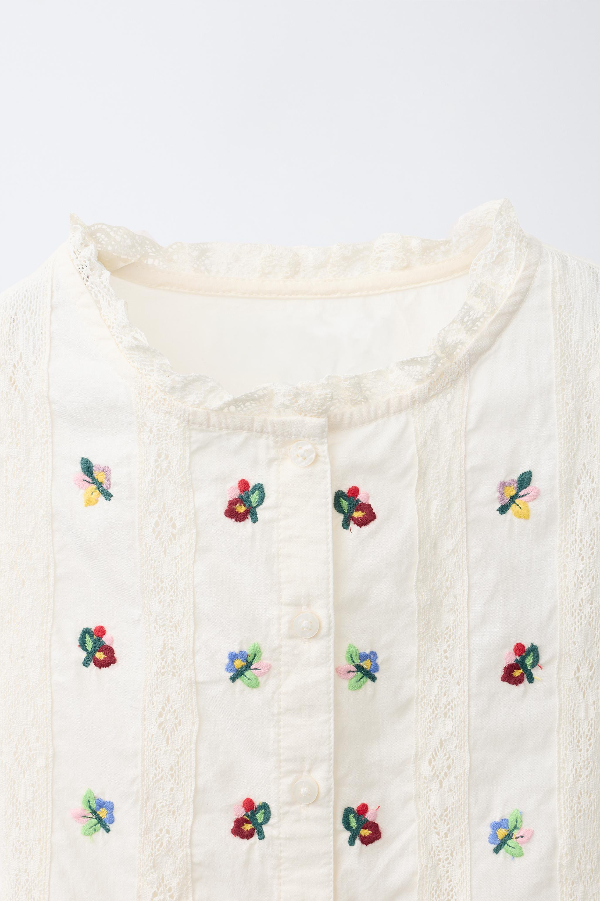 EMBROIDERED LACE BLOUSE | Zara US