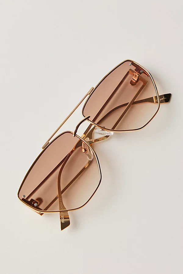 Retrograde Aviator Sunglasses by Free People, Sand, One Size | Free People (Global - UK&FR Excluded)