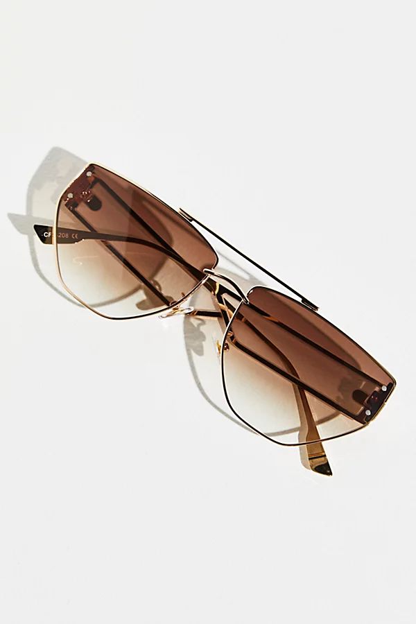 Retrograde Aviator Sunglasses by Free People, Sand, One Size | Free People (Global - UK&FR Excluded)