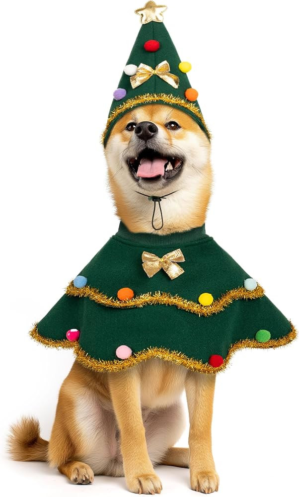 cyeollo Dog Christmas Costume Cute Christmas Tree Outfit Pet Dog Clothes Puppy Xmas Costumes for ... | Amazon (US)