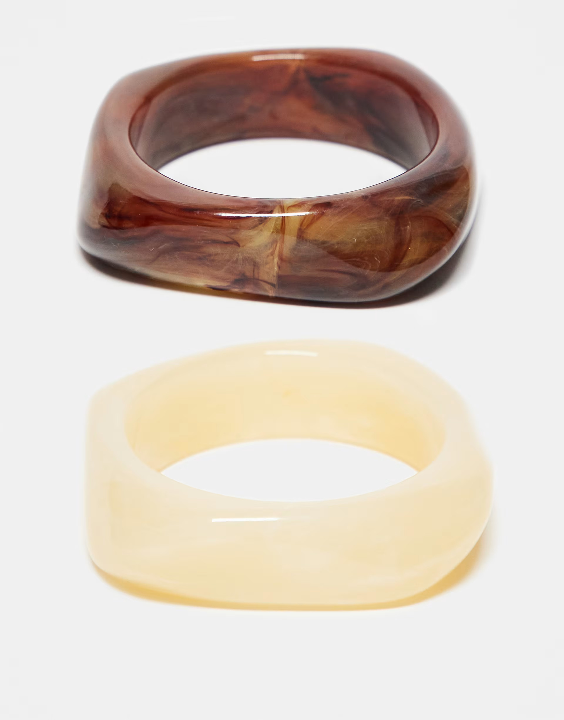 Reclaimed Vintage square bangle 2 pack in cream and brown | ASOS (Global)