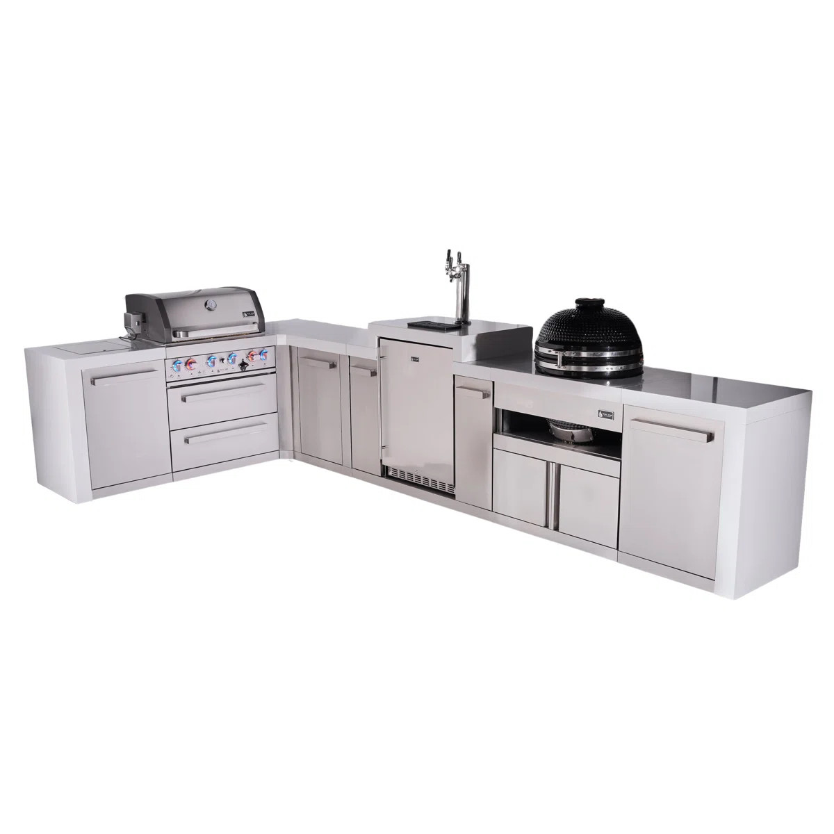 Mont Alpi Premium 4-burner 82"x156" L-shaped 400 Deluxe Stainless Steel Modular Outdoor Kitchen I... | Wayfair North America
