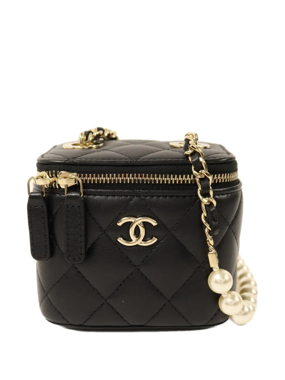 CHANEL Pre-Owned CC Mini Pearl vanity case - Black | Farfetch Global