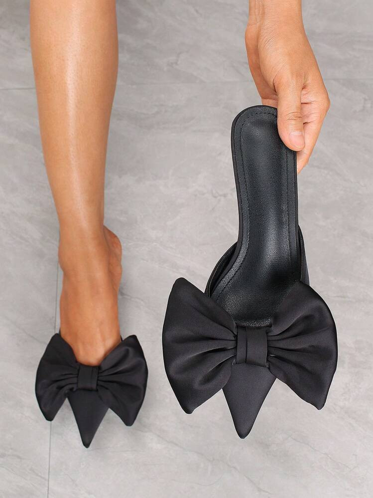 Fall/Winter Women's Mule High Heel Shoes & Bowknot Kitten Heel Sandals, Elegant, Party | SHEIN