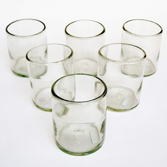 MexHandcraft - Clear Blown 10 oz Tumbler Glasses, Set of 6, Mexican Handmade Glassware, Recycled ... | Amazon (US)