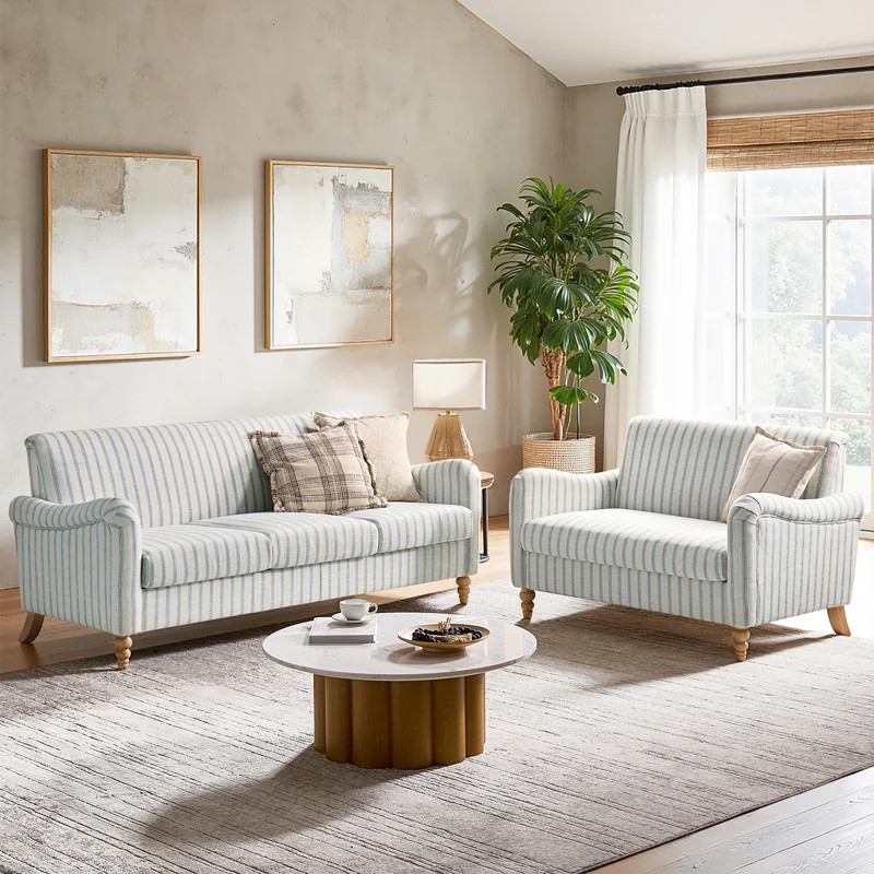 Terren 2-Piece Farmhouse Living Room Set with Solid Wood Spindle Legs | Wayfair North America