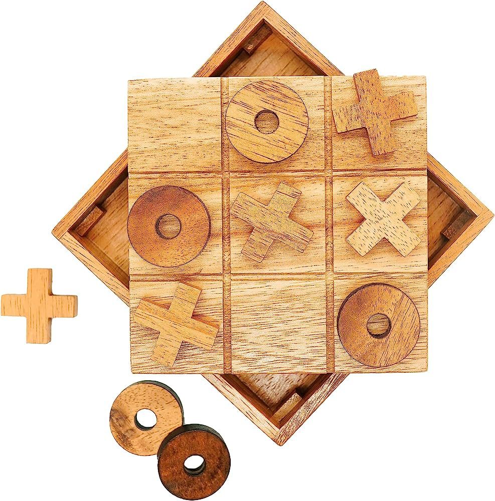 BSIRI Wooden Tic Tac Toe-Coffee Table Decor, Brain Teaser Puzzles for Adults, Unique Gifts for Ki... | Amazon (US)