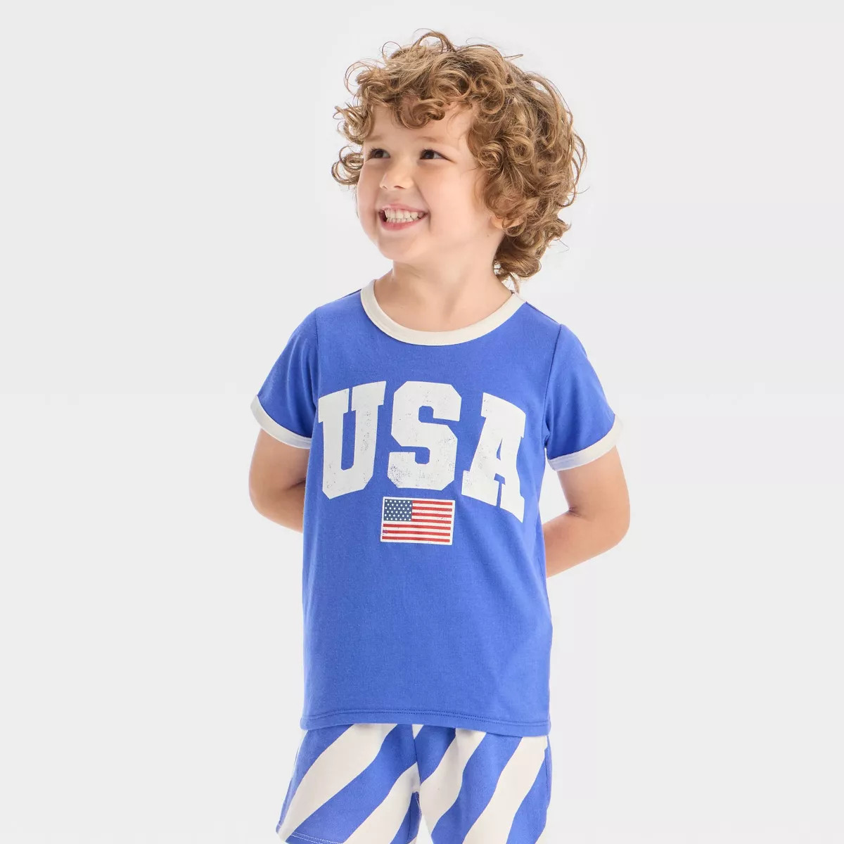 Toddler Boys' 2pc Americana USA Short Sleeve T-Shirt and Shorts Set - Blue | Target