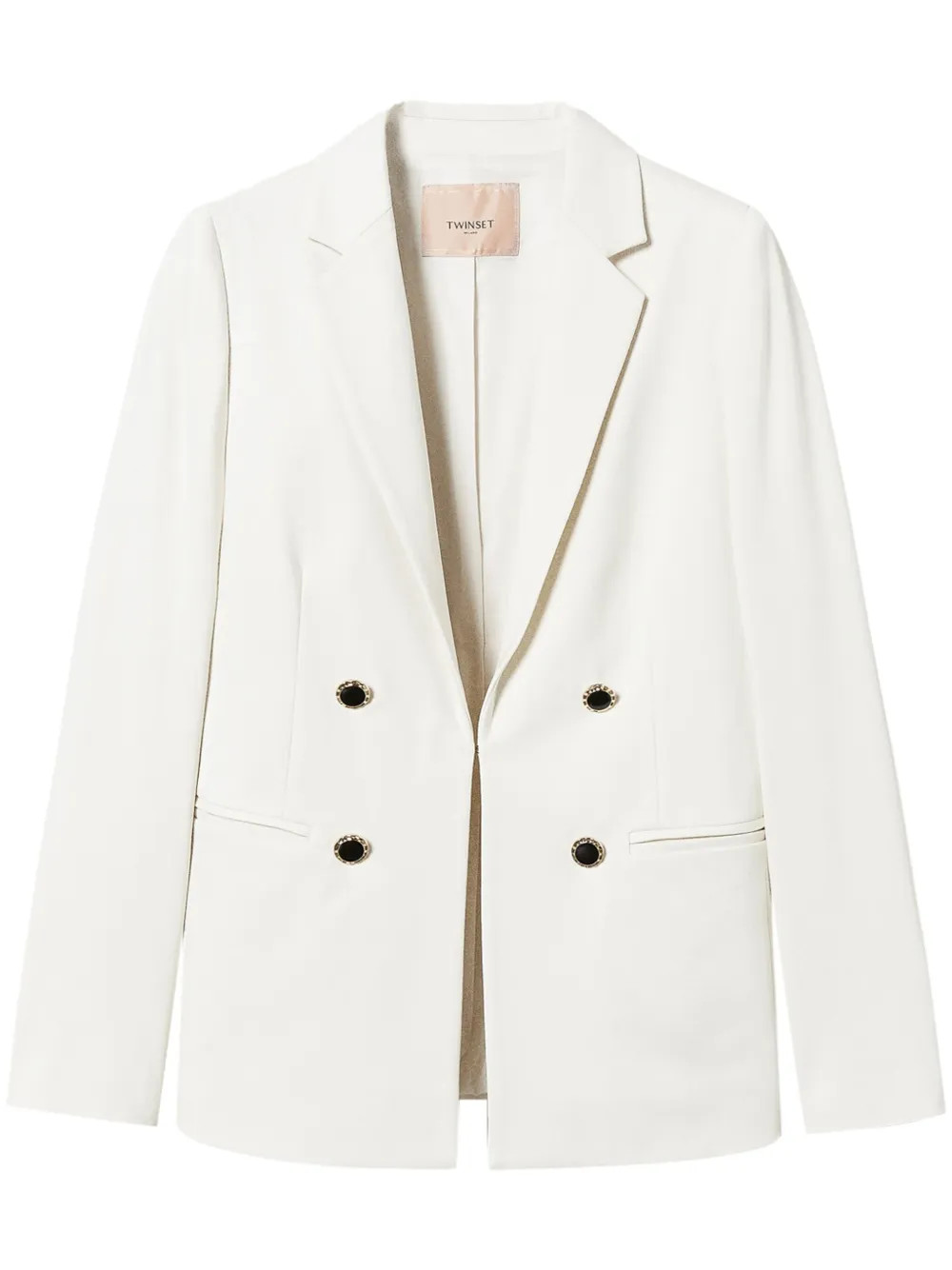 TWINSET jewelled-buttons double-breasted Blazer | White | FARFETCH CY | Farfetch Global