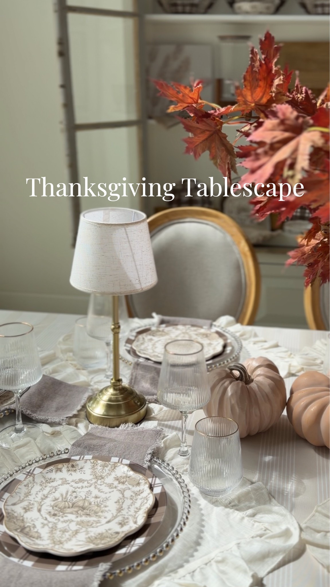 Toile plates 
Neutral dishes 
Thanksgiving table 
Fall stems 
Table lamps
60% off