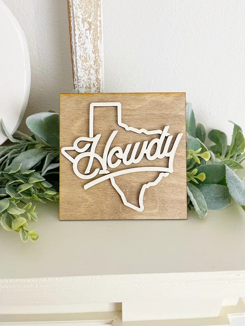 Texas howdy sign, Texas tiered tray, floral tiered tray, spring sign | Etsy (US)