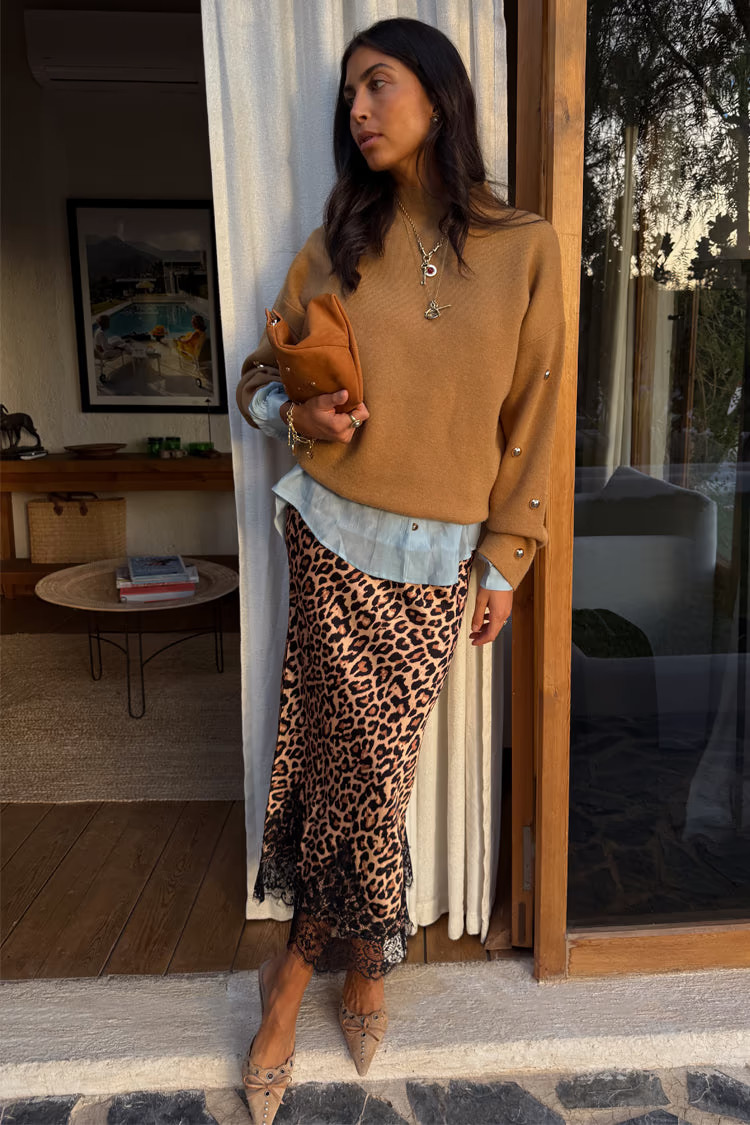 Leopard Lace Midi Maeva Skirt | Never Fully Dressed US