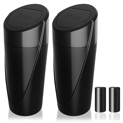 Car Trash Can Bin with Lid - 2 Packs Garbage Can Cup Holder - Black Mini Leakproof Vehicle Trash ... | Amazon (US)