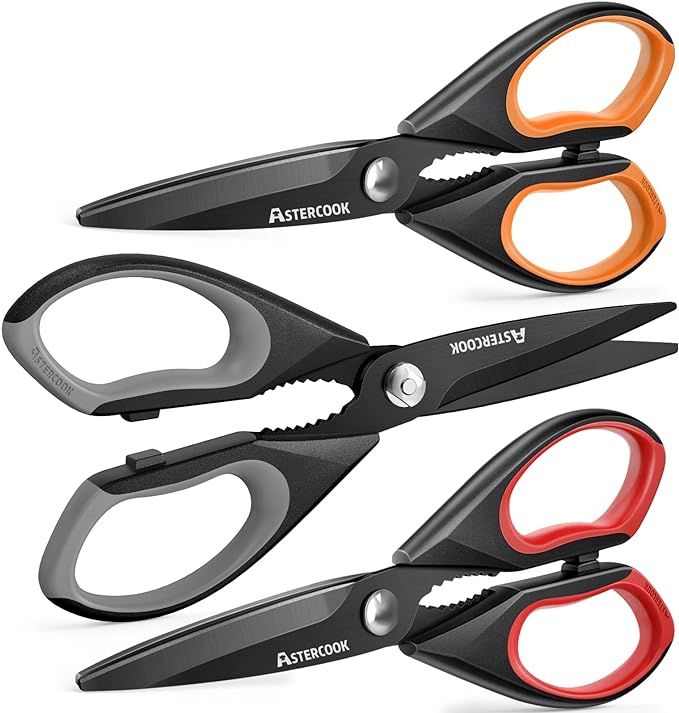 Astercook Kitchen Shears, Kitchen Scissors Titanium Plating Heavy Duty Serrated Blade, PP+TPR Han... | Amazon (US)