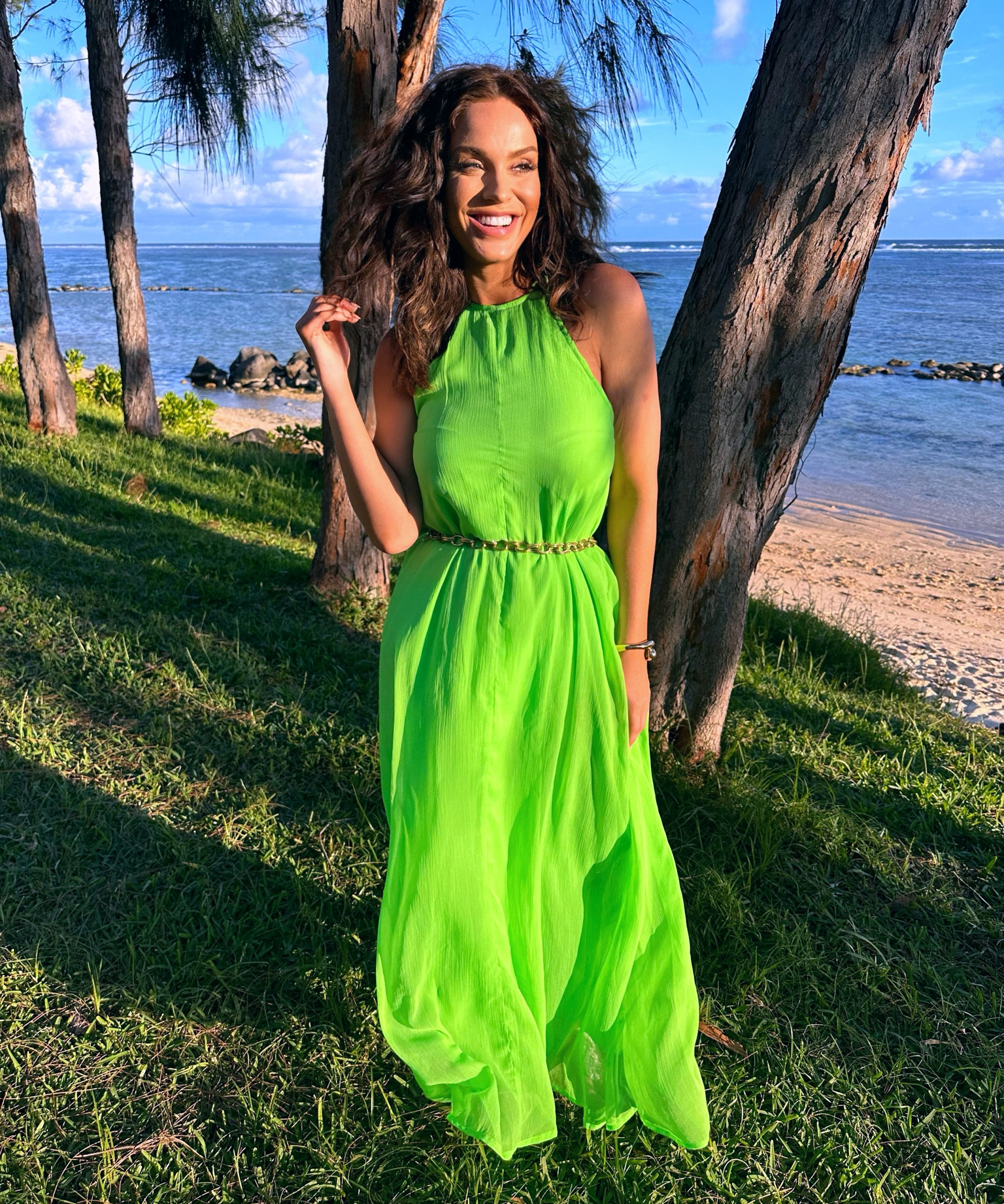 slim fit dress slacks Green PU Asymmetric Neck Midaxi Dress Vicky Pattison EDIT main image 1