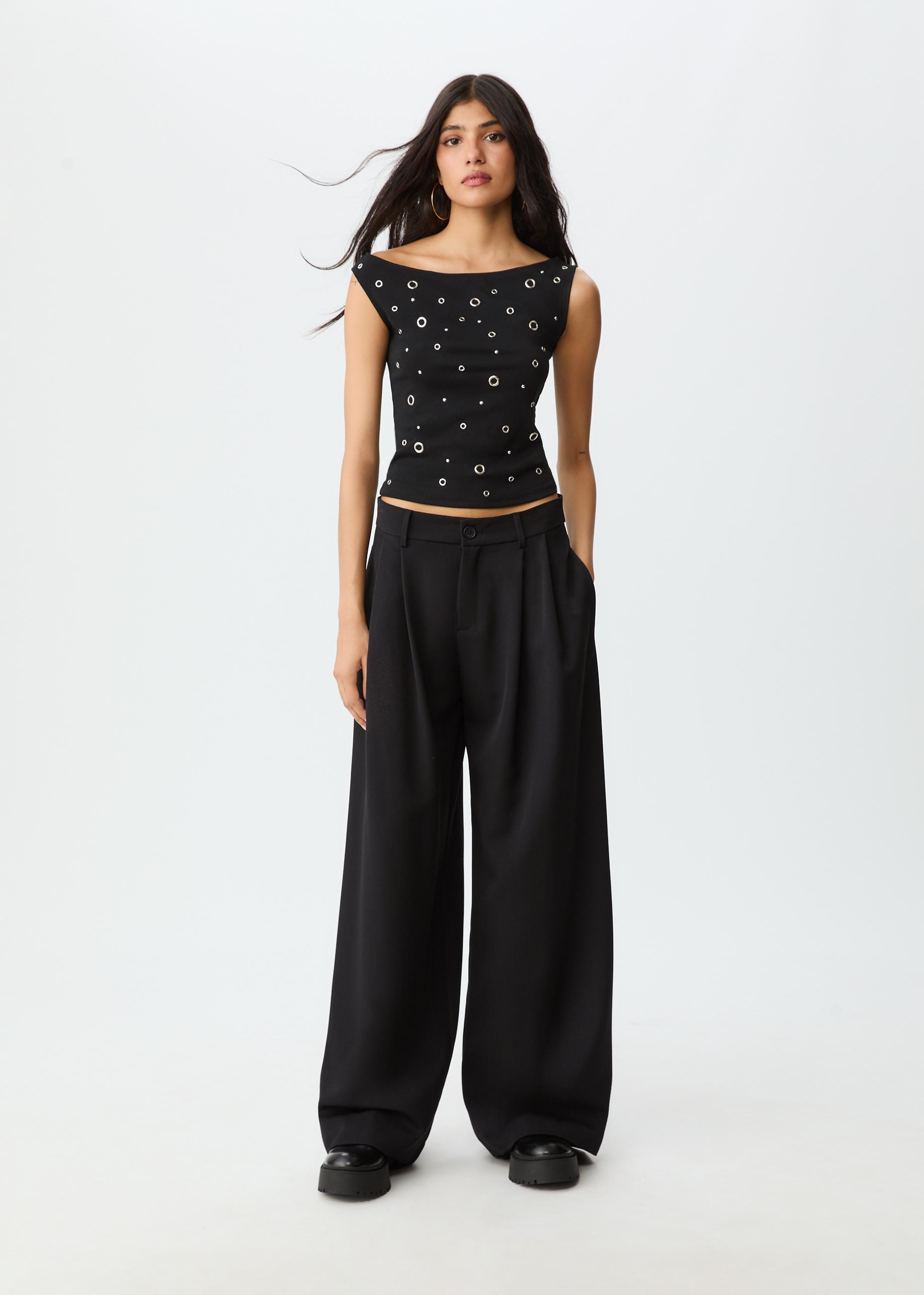 Wide leg smart trousers with darts - Women's fashion | Stradivarius United Kingdom | Stradivarius (UK)