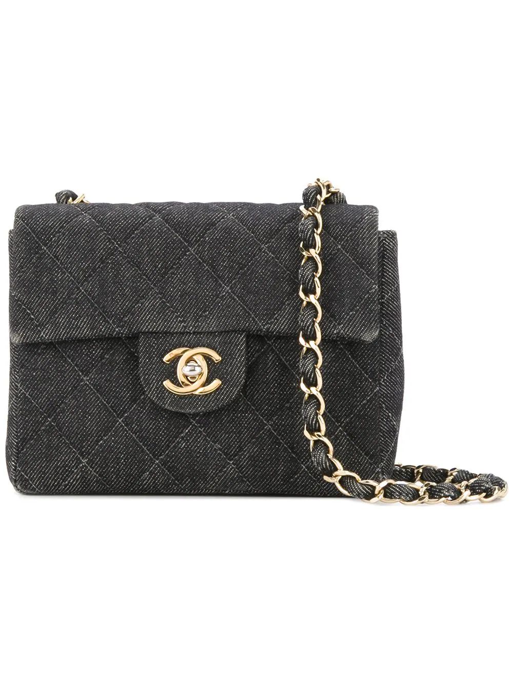 Chanel Vintage mini denim CF chain bag - Grey | FarFetch US