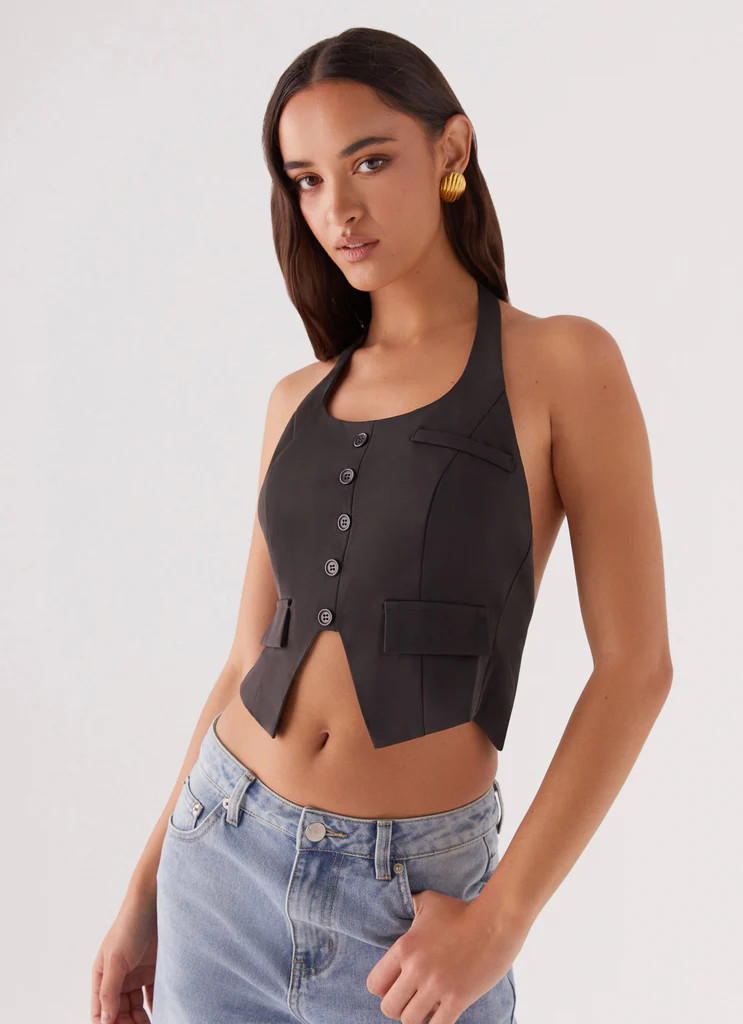 Kendra Backless Vest - Black | Peppermayo (Global)
