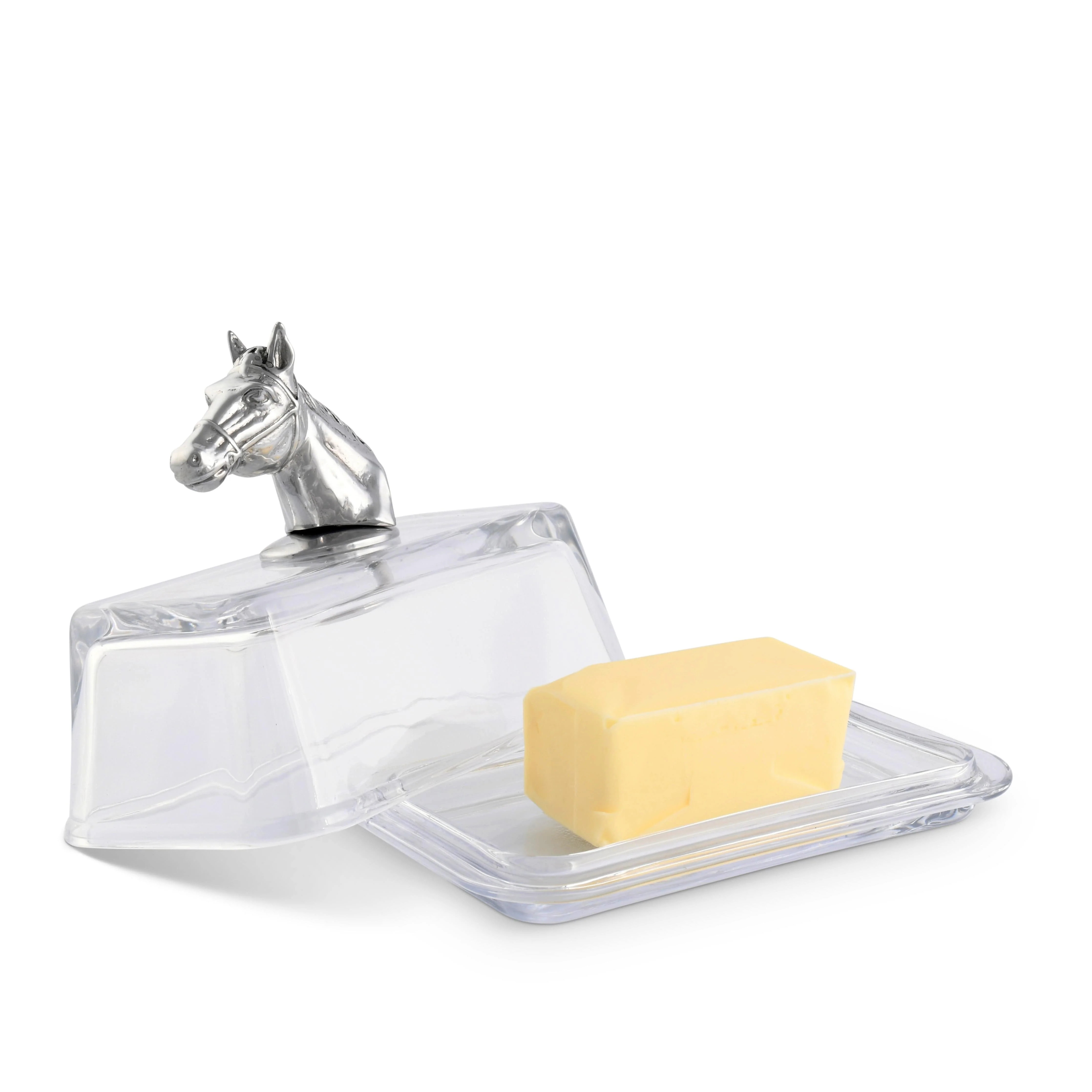 Glass Butter Dish - Horse Head | The Enchanted Home