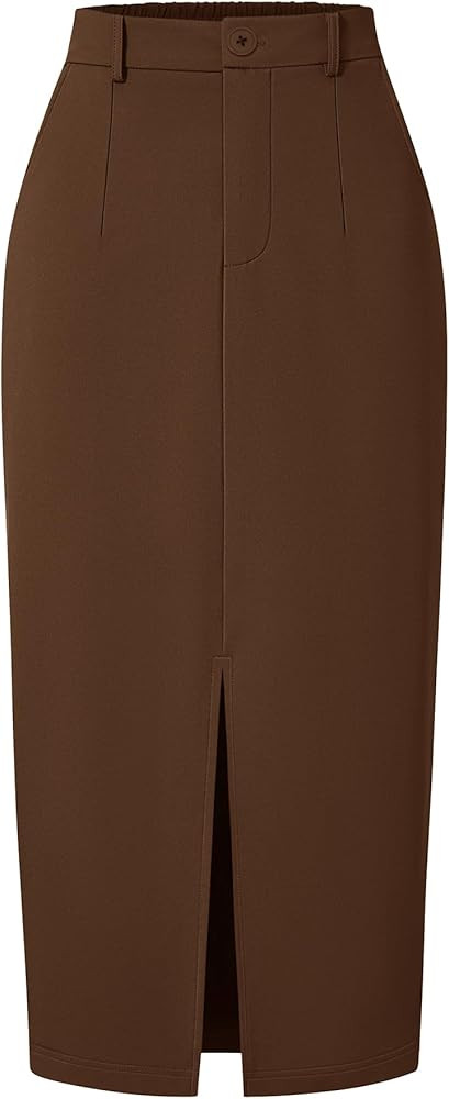 ZESICA Pencil Midi Skirt for Women 2026 Summer High Waisted Slit Bodycon Long Skirts Business Cas... | Amazon (US)