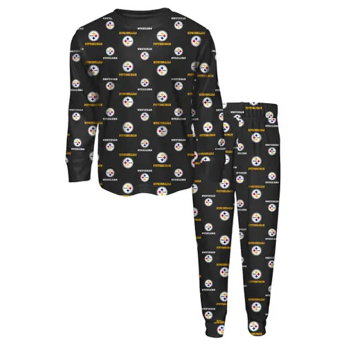 Toddler Outerstuff Black Pittsburgh Steelers All-Over-Print Long Sleeve T-Shirt and Pants Sleep Set at Nordstrom, Size 3T | Nordstrom