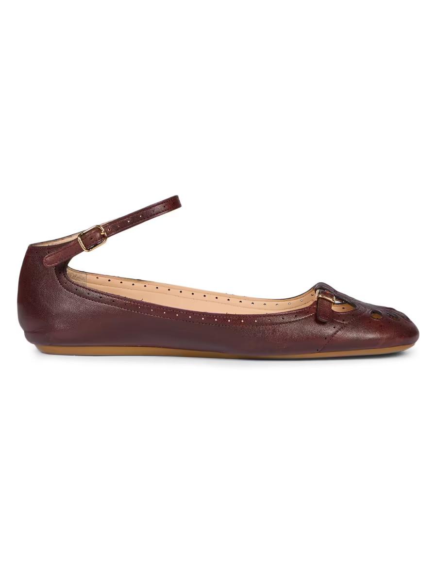 Chloé Misty Cut-Out Leather Ballet Flats | Saks Fifth Avenue | Saks Fifth Avenue