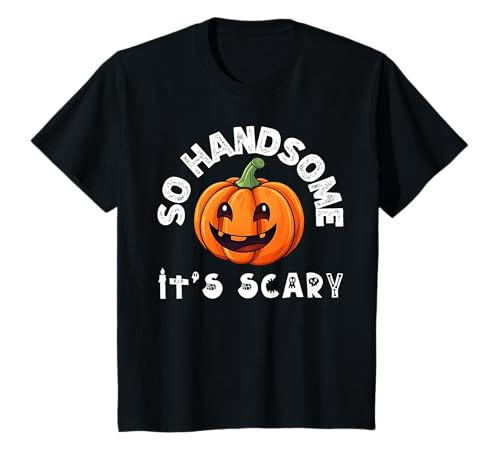 Kids So Handsome Its Scary Boys Halloween Pumpkin Toddler Cute T-Shirt | Amazon (US)