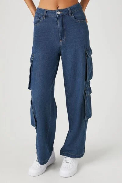 Mid-Rise Denim Cargo Jeans | Forever 21 (US)