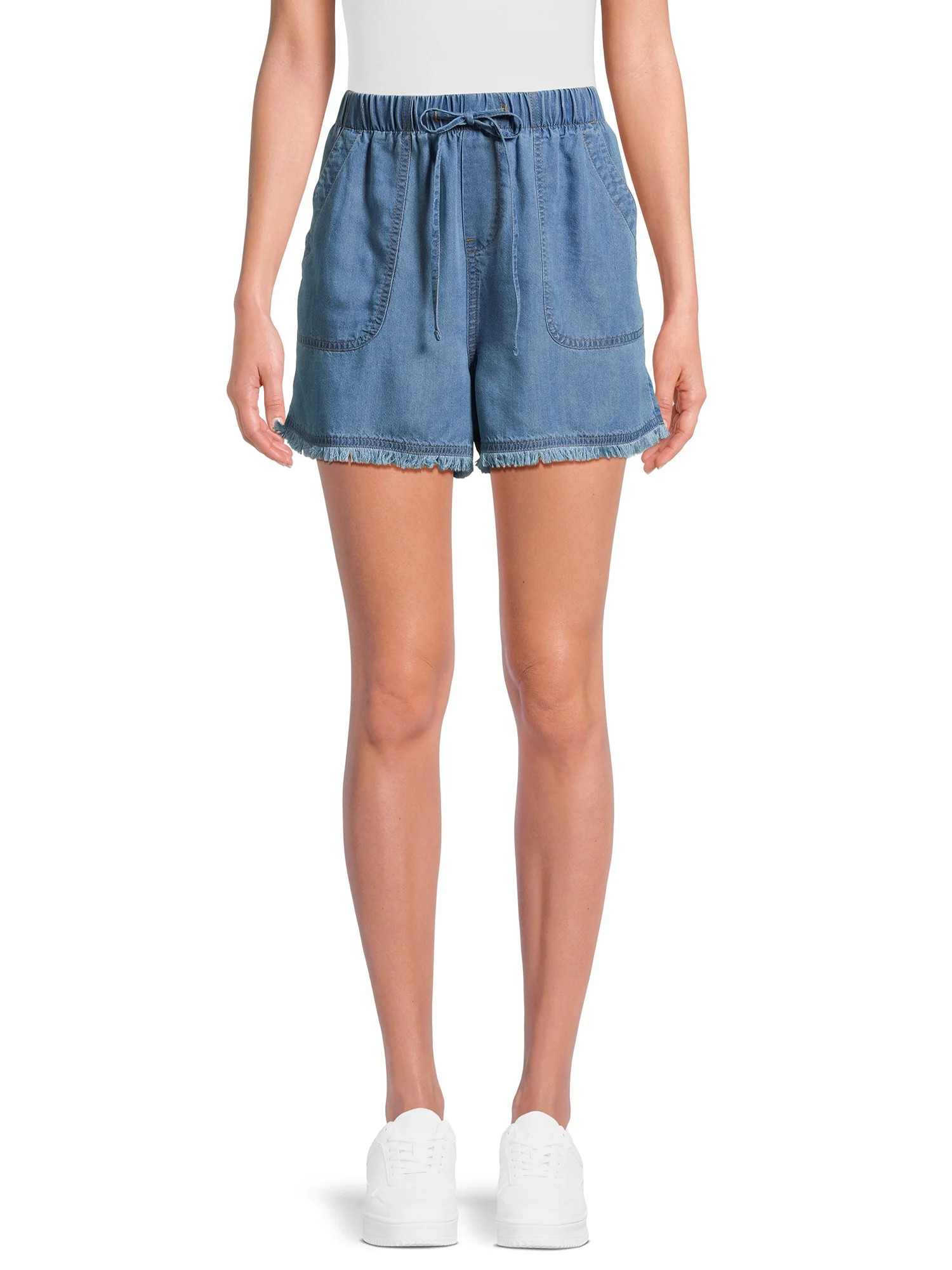 Time and Tru Women's Fray Hem Shorts, 5" Inseam, Sizes XS-XXXL | Walmart (US)