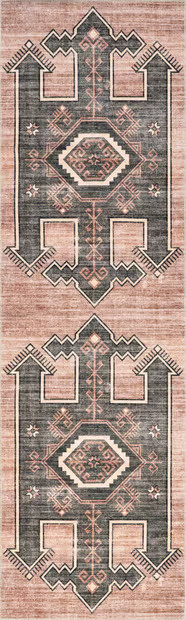 Blush Sagebrush Geometric Washable 2' 6" x 8' Area Rug | Rugs USA