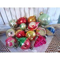 Vintage Ornaments , Pink Mercury Glass Christmas Decor Indents Ornament Lot | Etsy (US)