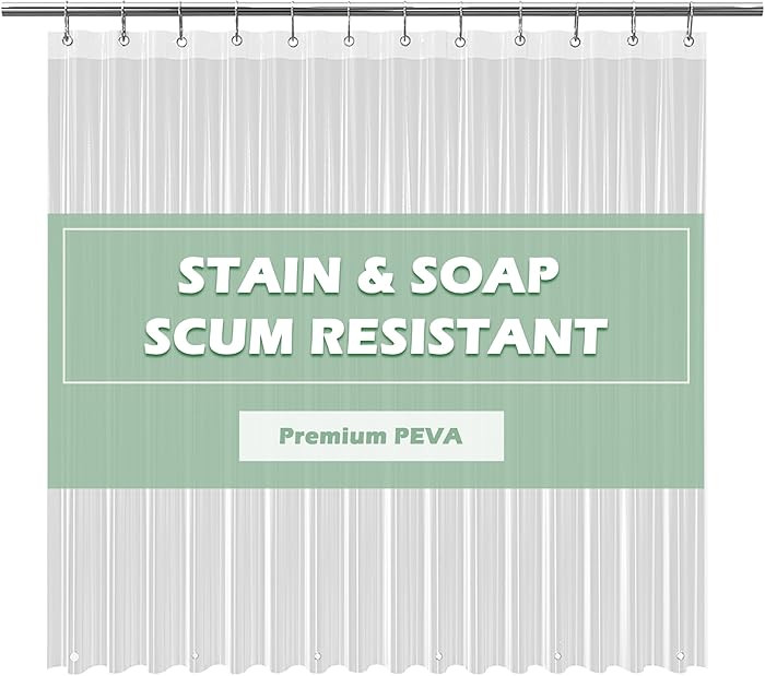EHZNZIE Crystal Clear Shower Curtain Liner 72x72, PEVA Waterproof Bath Curtain, No Chemical Smell... | Amazon (US)