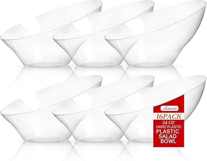 54 OZ Clear Plastic Serving Bowls - 16PCS Angled Serving Bowls - Disposable Bowl for Candy Chip -... | Amazon (US)