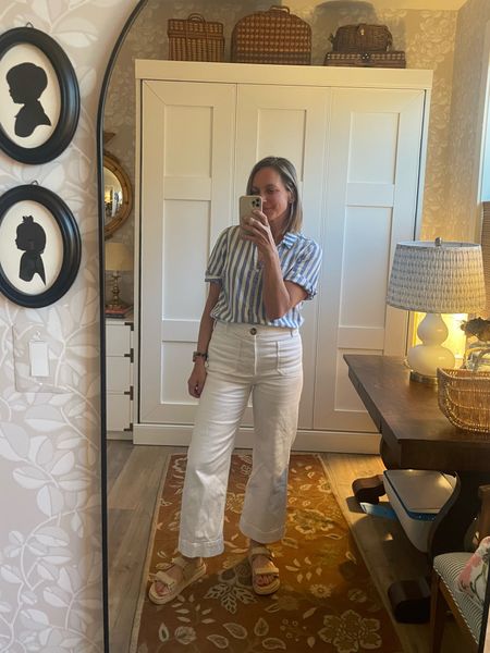 White cropped wide leg jeans (I sized up a size). Raffia sandals are tts. Shirt is old jcrew.

#LTKxTarget #LTKfindsunder50 #LTKshoecrush