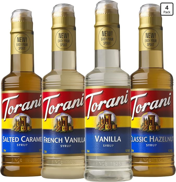 Torani Flavored Drink Syrup Café Variety Pack, Vanilla, Salted Caramel, Classic Hazelnut & Frenc... | Amazon (US)
